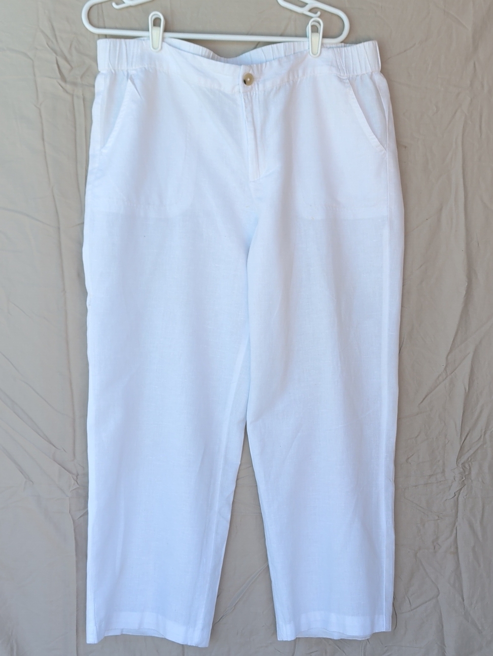 Liz Claiborne White Lightweight Linen Blend Breathable Coastal Grandma Wide Leg